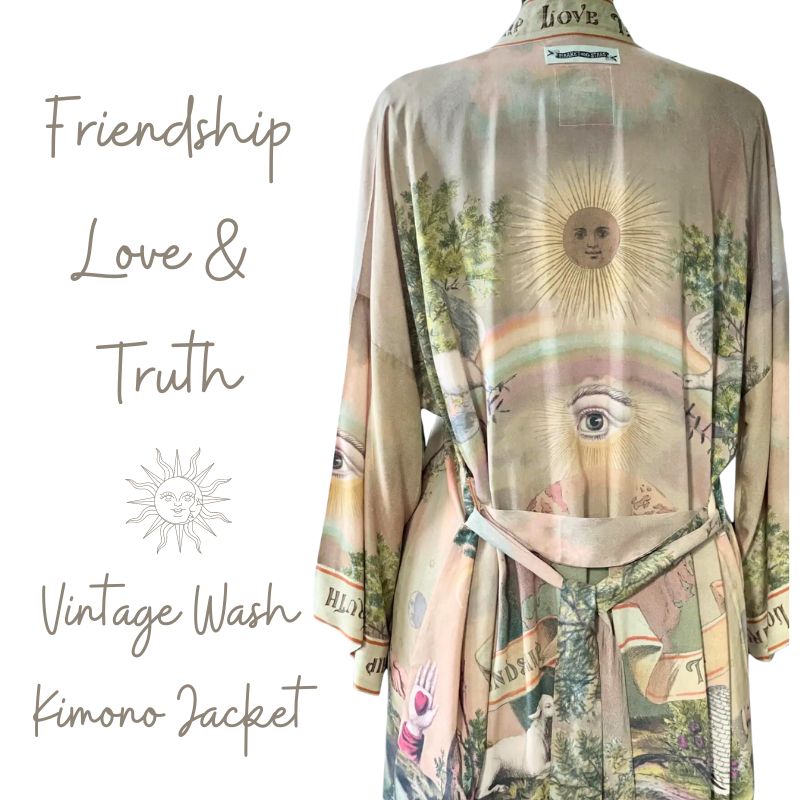 Friendship Love & Truth Vintage Wash Bamboo Kimono Jacket