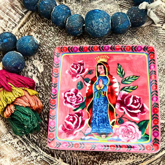 Guadalupe Queen of Love Square Trinket Tray