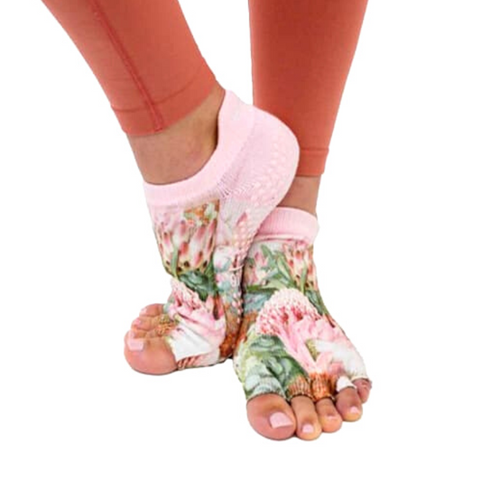 Flower Power Toeless Socks (for Yoga, Pilates & More)