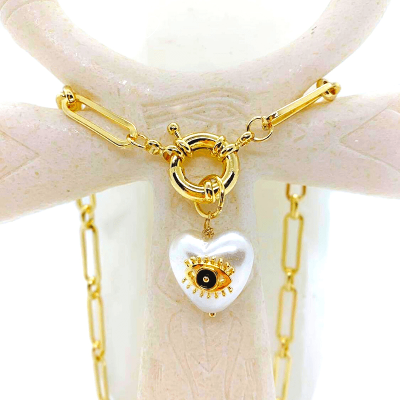 Pearlescent Heart of Protection Necklace - Grace - Sacred Space